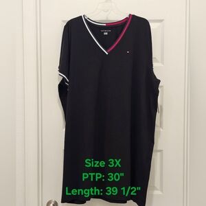 Tommy Hilfiger Short Sleeve V-Neck Midi Dress, NWT, Size 3X